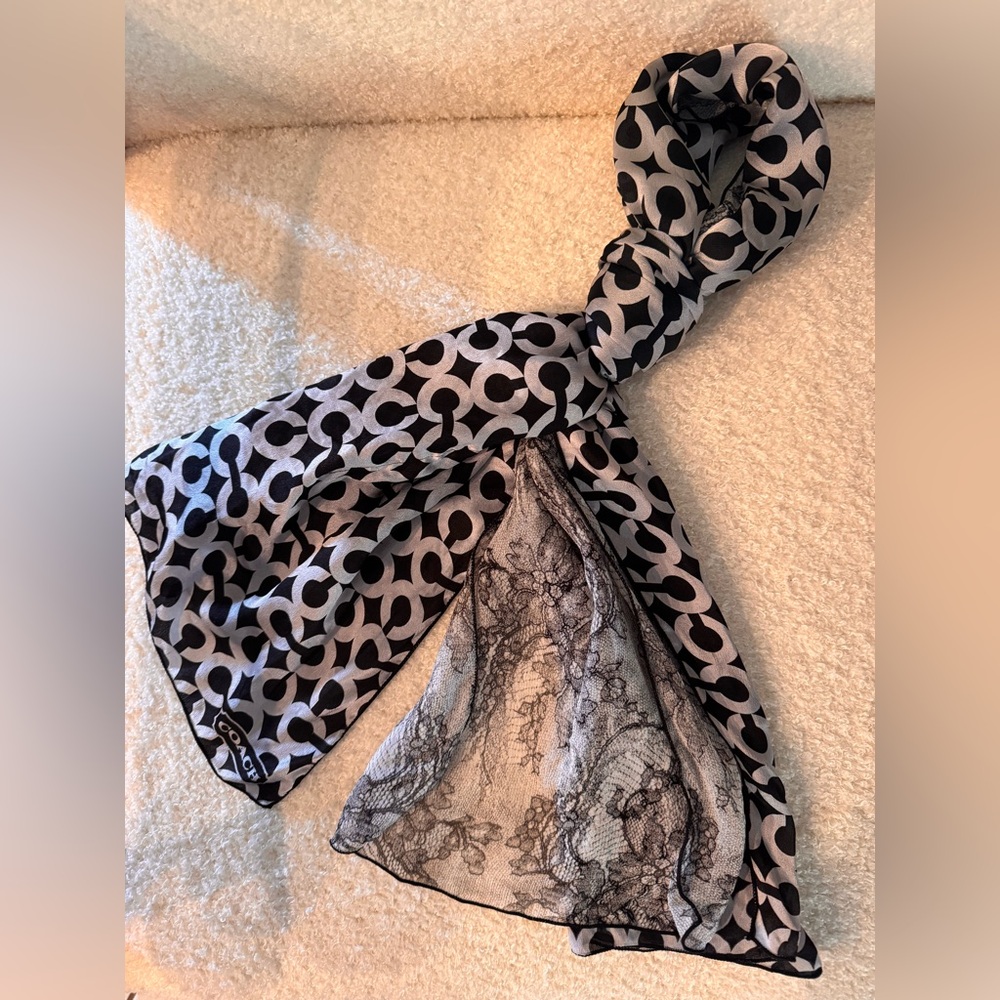 100% Silk Coach Op Art Logo Scarf